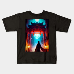The Man Standing Japanese Torii Gate. Kids T-Shirt